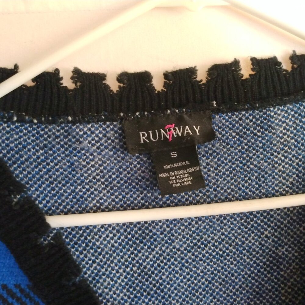Runway 7 Factory Distressed Colorblock Plaid Knit Cardigan S Grunge Varsity Y2K - Picture 3 of 8